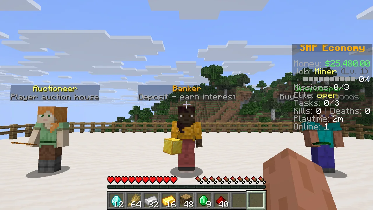 An NPC named Banker with the label Deposit, earn interest.